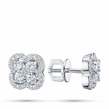 Sterling Silver Earring Studs with 58 Round-Cut Lab-Created Diamonds 0.962 CT.TW