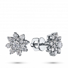 14K White Gold Earring Studs with 34 Round-Cut Lab-Created Diamonds 1.48 CT.TW