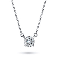 14K White Gold Necklace with 9 Round-Cut Lab-Created Diamonds 0.16 CT.TW - изображение 1