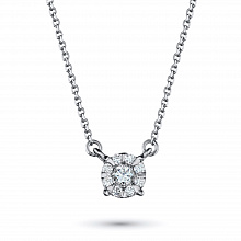 14K White Gold Necklace with 9 Round-Cut Lab-Created Diamonds 0.16 CT.TW