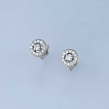 Sterling Silver Earring Studs with 26 Round-Cut Lab-Created Diamonds 0.276 CT.TW