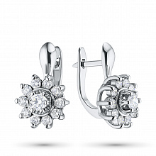 14K White Gold Earrings with 22 Round-Cut Lab-Created Diamonds 1.534 CT.TW