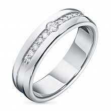 14K White Gold Ring with 11 Round-Cut Lab-Created Diamonds 0.128 CT.TW