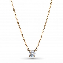 14K Yellow Gold Necklace with 1 Round-Cut Lab-Created Diamond 0.57 CT.TW