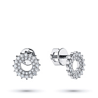 White Gold Earring Studs with 60 Round-Cut Diamonds 0.406 CT.TW - изображение 1