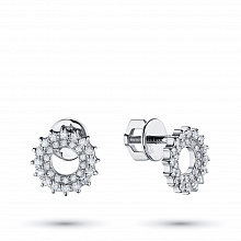 White Gold Earring Studs with 60 Round-Cut Diamonds 0.406 CT.TW