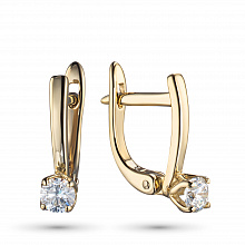 14K Yellow Gold Earrings with 2 Round-Cut Lab-Created Diamonds 0.702 CT.TW