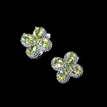 Sterling Silver Earrings with 8 Pear-Cut Chrysolites 3.455 CT.TW