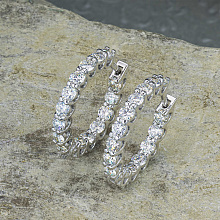 14K White Gold Earrings with 30 Round-Cut Lab-Created Diamonds 4.466 CT.TW