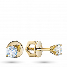 14K Yellow Gold Earring Studs with 2 Round-Cut Lab-Created Diamonds 0.515 CT.TW