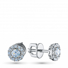 Sterling Silver Earring Studs with 26 Round-Cut Lab-Created Diamonds 0.769 CT.TW