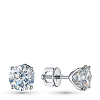 14K White Gold Earring Studs with 2 Round-Cut Lab-Created Diamonds 4.016 CT.TW - изображение 1