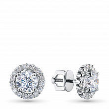 14K White Gold Earring Studs with 34 Round-Cut Lab-Created Diamonds 3.45 CT.TW