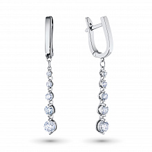 14K White Gold Earrings with 10 Round-Cut Lab-Created Diamonds 1.016 CT.TW