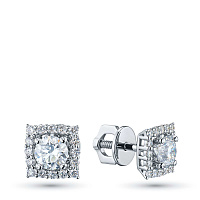 14K White Gold Earring Studs with 34 Round-Cut Lab-Created Diamonds 1.433 CT.TW - изображение 1