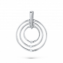 Sterling Silver Pendant with 3 Round-Cut Lab-Created Diamonds 0.023 CT.TW