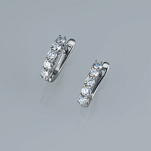 Sterling Silver Earrings with 10 Round-Cut Lab-Created Diamonds 0.731 CT.TW