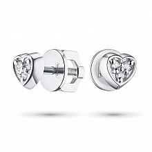 Sterling Silver Earring Studs with 6 Round-Cut Diamonds 0.087 CT.TW