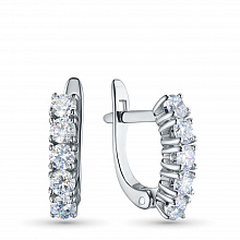 14K White Gold Earrings with 10 Round-Cut Lab-Created Diamonds 1.706 CT.TW