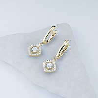 14K Yellow Gold Earrings with 34 Round-Cut Lab-Created Diamonds 0.693 CT.TW - изображение 4