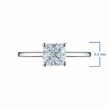 14K White Gold Ring with 1 Cushion-Cut Lab-Created Diamond 1 CT.TW