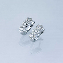 14K White Gold Earrings with 62 Round-Cut Lab-Created Diamonds 0.585 CT.TW