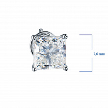 14K White Gold Earring Studs with 2 Princess-Cut Lab-Created Diamonds 4.104 CT.TW