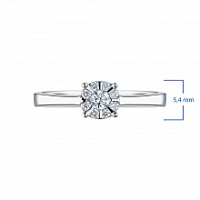 Sterling Silver Ring with 9 Round-Cut Lab-Created Diamonds 0.15 CT.TW