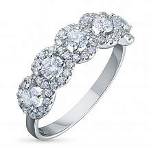 14K White Gold Ring with 57 Round-Cut Lab-Created Diamonds 0.829 CT.TW
