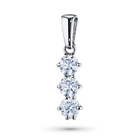 14K White Gold Pendant with 3 Round-Cut Lab-Created Diamonds 0.382 CT.TW - изображение 1