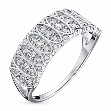 14K White Gold Ring with 48 Round-Cut Lab-Created Diamonds 0.386 CT.TW