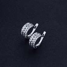14K White Gold Earrings with 58 Round-Cut Lab-Created Diamonds 1.351 CT.TW