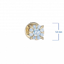 14K Yellow Gold Earring Studs with 18 Round-Cut Lab-Created Diamonds 0.384 CT.TW