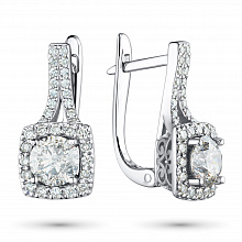 14K White Gold Earrings with 66 Round-Cut Lab-Created Diamonds 2.918 CT.TW