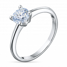 14K White Gold Ring with 1 Round-Cut Lab-Created Diamond 0.728 CT.TW