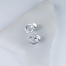 Sterling Silver Earring Studs with 2 Round-Cut Diamonds 0.018 CT.TW