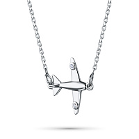 Sterling Silver Necklace with 2 Round-Cut Lab-Created Diamonds 0.014 CT.TW - изображение 2