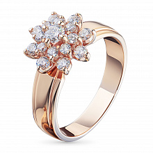 Rose Gold Ring with 17 Round-Cut Lab-Created Diamonds 0.925 CT.TW