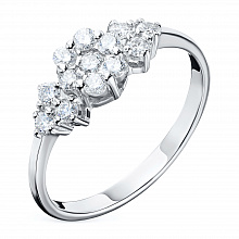 14K White Gold Ring with 13 Round-Cut Lab-Created Diamonds 0.384 CT.TW