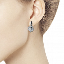 14K White Gold Earrings with 22 Round-Cut Lab-Created Diamonds 1.115 CT.TW