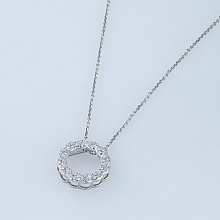 14K White Gold Pendant with 48 Round-Cut Lab-Created Diamonds 0.331 CT.TW