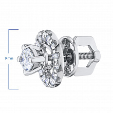 14K White Gold Earring Studs with 30 Round-Cut Lab-Created Diamonds 0.733 CT.TW