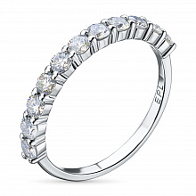 Sterling Silver Ring with 11 Round-Cut Lab-Created Diamonds 0.789 CT.TW