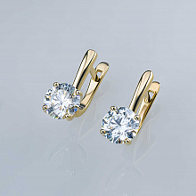 14K Yellow Gold Earrings with 2 Round-Cut Lab-Created Diamonds 3.023 CT.TW
