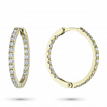 14K Yellow Gold Earrings with 44 Round-Cut Lab-Created Diamonds 0.903 CT.TW