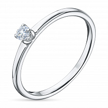 Sterling Silver Ring with 1 Round-Cut Lab-Created Diamond 0.11 CT.TW