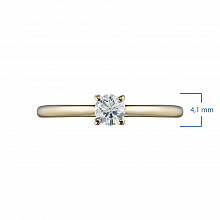 14K Yellow Gold Ring with 1 Round-Cut Lab-Created Diamond 0.96 CT.TW
