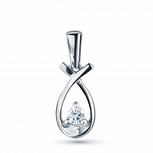 Sterling Silver Pendant with 1 Round-Cut Diamond 0.126 CT.TW