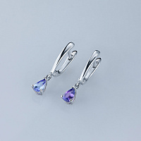 Sterling Silver Earrings with 2 Pear-Cut Tanzanites 1.265 CT.TW - изображение 4