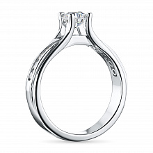 14K White Gold Ring with 14 Round-Cut Lab-Created Diamonds 0.846 CT.TW